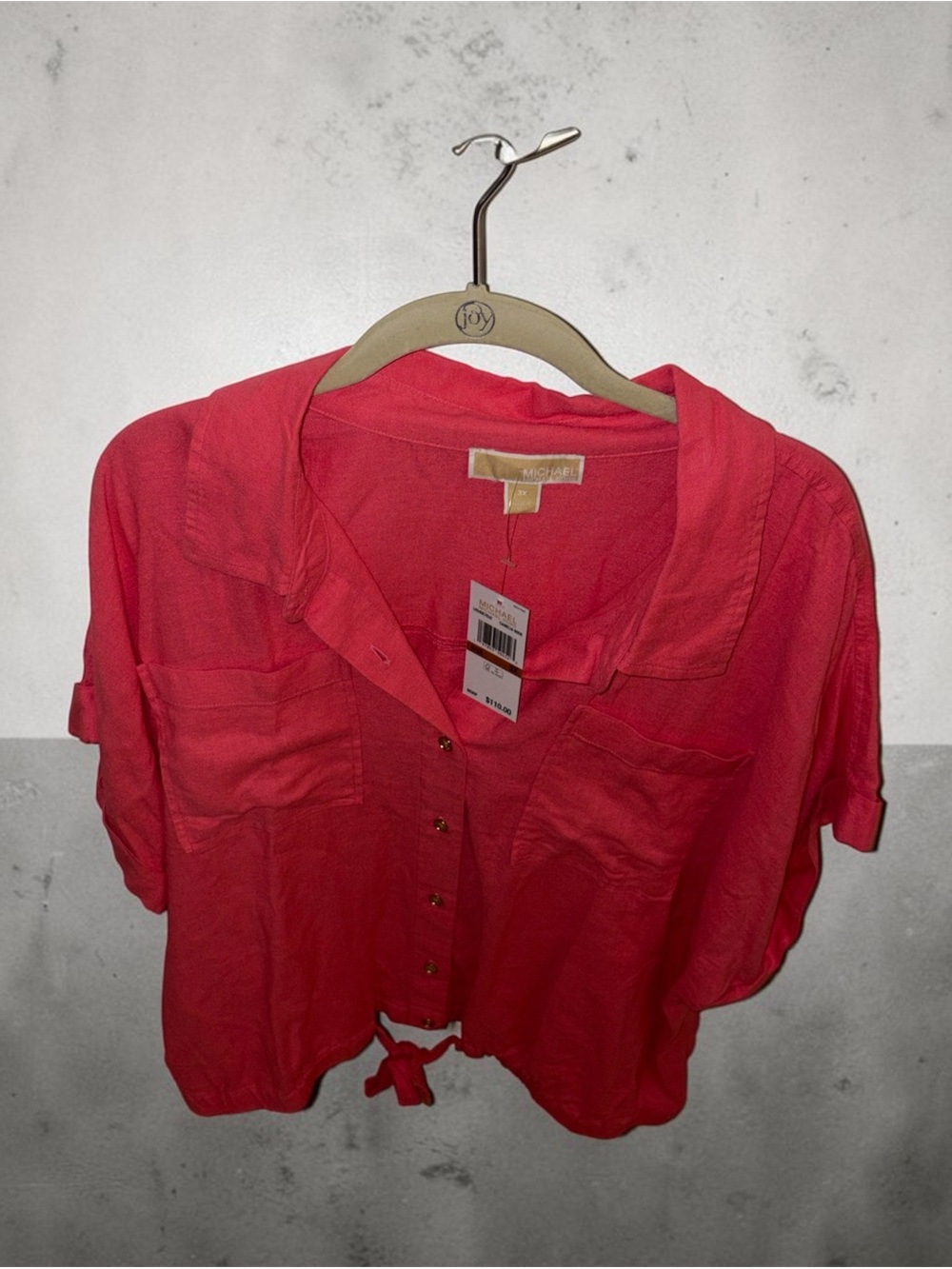 Michael Kors Coral Pink Button-Front Blouse